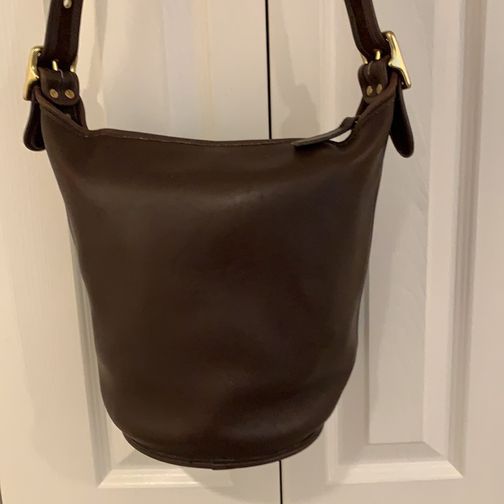 COACH vintage crossbody bucket bag brown with brass hardware